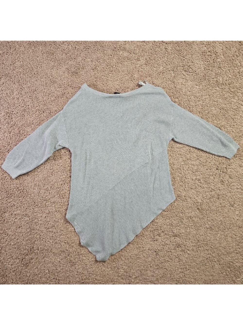 Lane Bryant Pullover Top Womens 14/16 Gray Ribbed Asymmetrical Hem 3/4 Sleeve - Picture 2 of 11